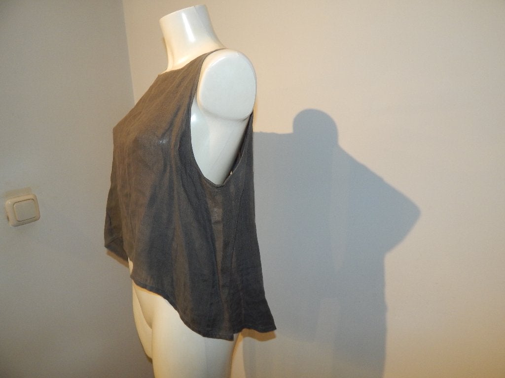 Sarah Pacini bruin linnen zijkant langer achter knopen M/L, Maat 38/40 (M), Bruin, Verzenden, Sarah Pacini