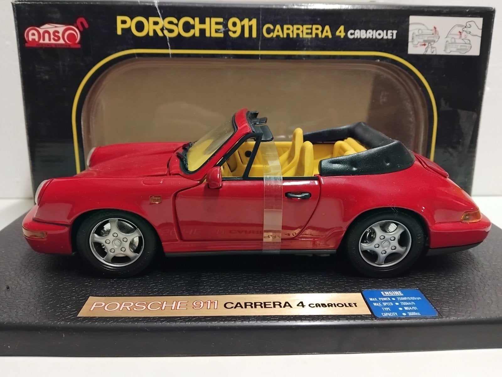 Porsche 911 Carrera 4 cabriolet roid Anson metal 1:18 KRD, Hobby en Vrije tijd, Ophalen of Verzenden, Zo goed als nieuw, Auto