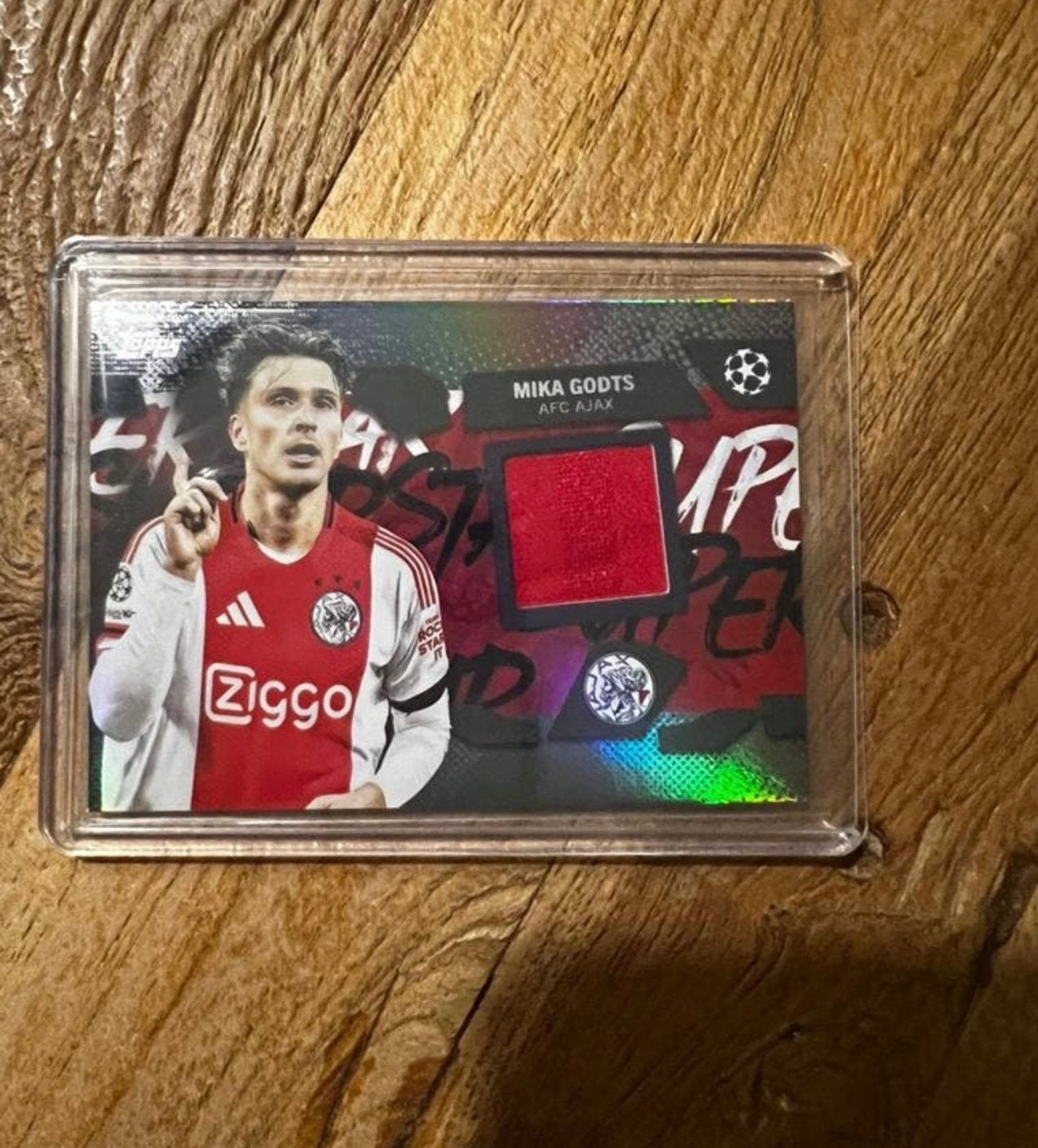 Mika Godts player worn patch card relic Ajax, Ophalen of Verzenden, Zo goed als nieuw, Plaatje