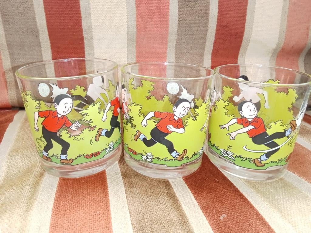 3 Vintage Suske glazen Albert Heijn spaaractie 2000, Ophalen of Verzenden
