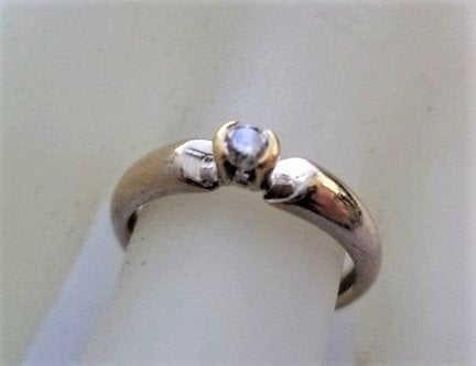 Prachtige 14K witgouden Solitair Ring met Diamant (27), Ophalen, Dame, Zilver, Zilver