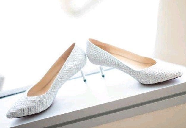 ZGAN Trouwschoenen GALA Chrome glitter steentjes mt 37 38, Pumps, Ophalen of Verzenden, Zo goed als nieuw, Grijs