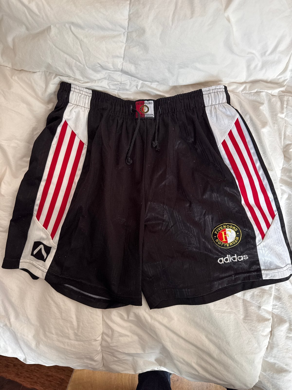 Vintage Feyenoord broekje shorts 1996-1997, Maat 52/54 (L), Verzenden, Zwart, Voetbal