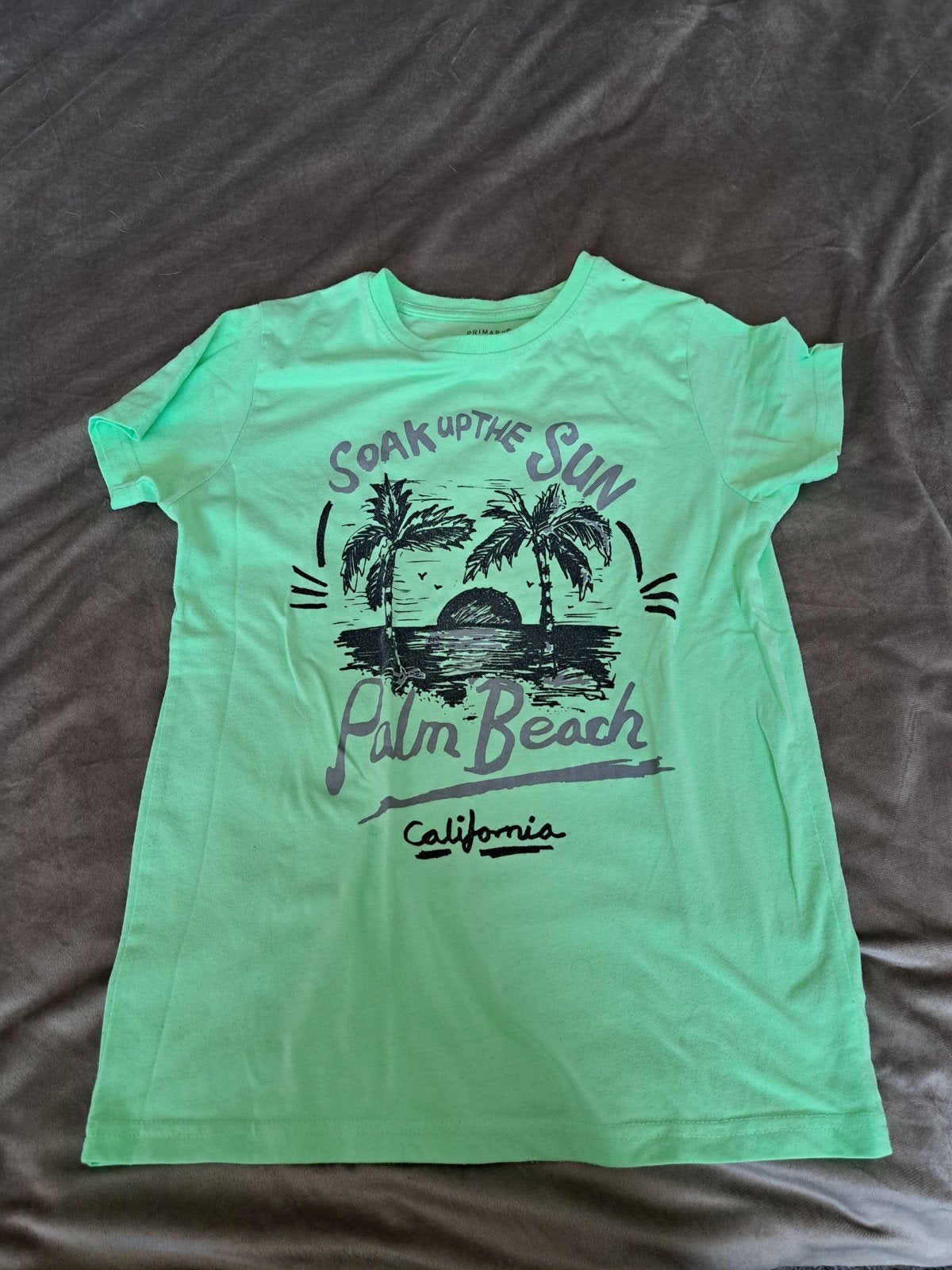 Primark T-shirt 'Soak Up The Sun Palm Beach California' 152, Ophalen of Verzenden