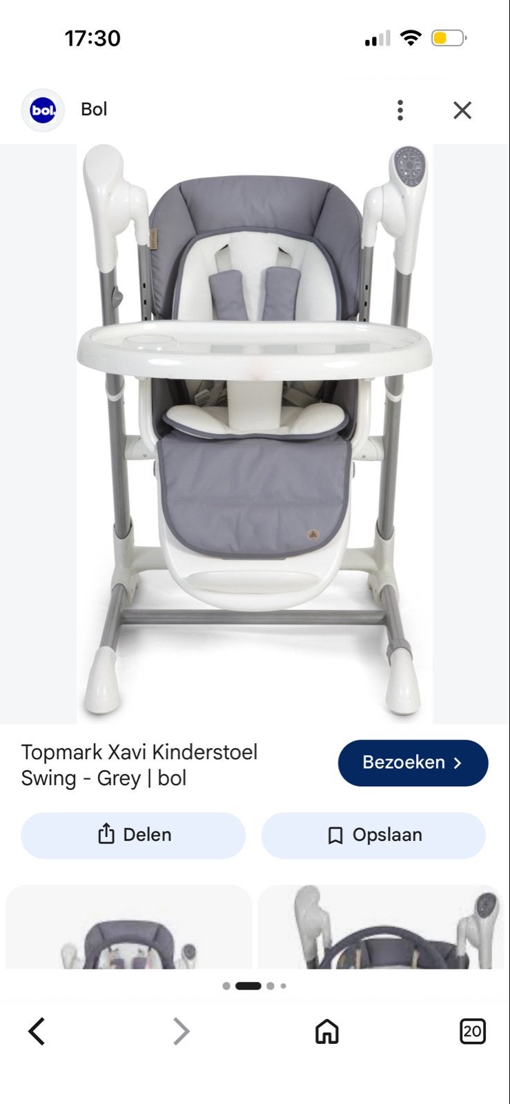 Topmark Xavi Kinderstoel Swing - Grijs, Ophalen of Verzenden, Zo goed als nieuw, Overige typen, Afneembaar eetblad