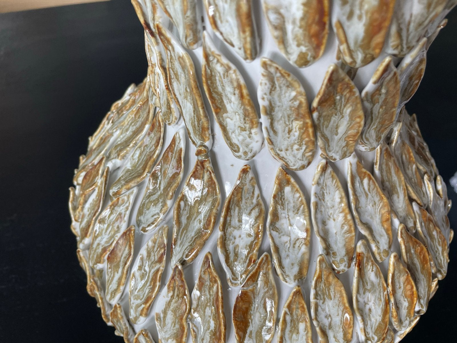 Decoratieve vaas gabula 45x30 met unieke textuur - Nieuw, Beige, 45 cm, Nieuw, Steen/keramiek