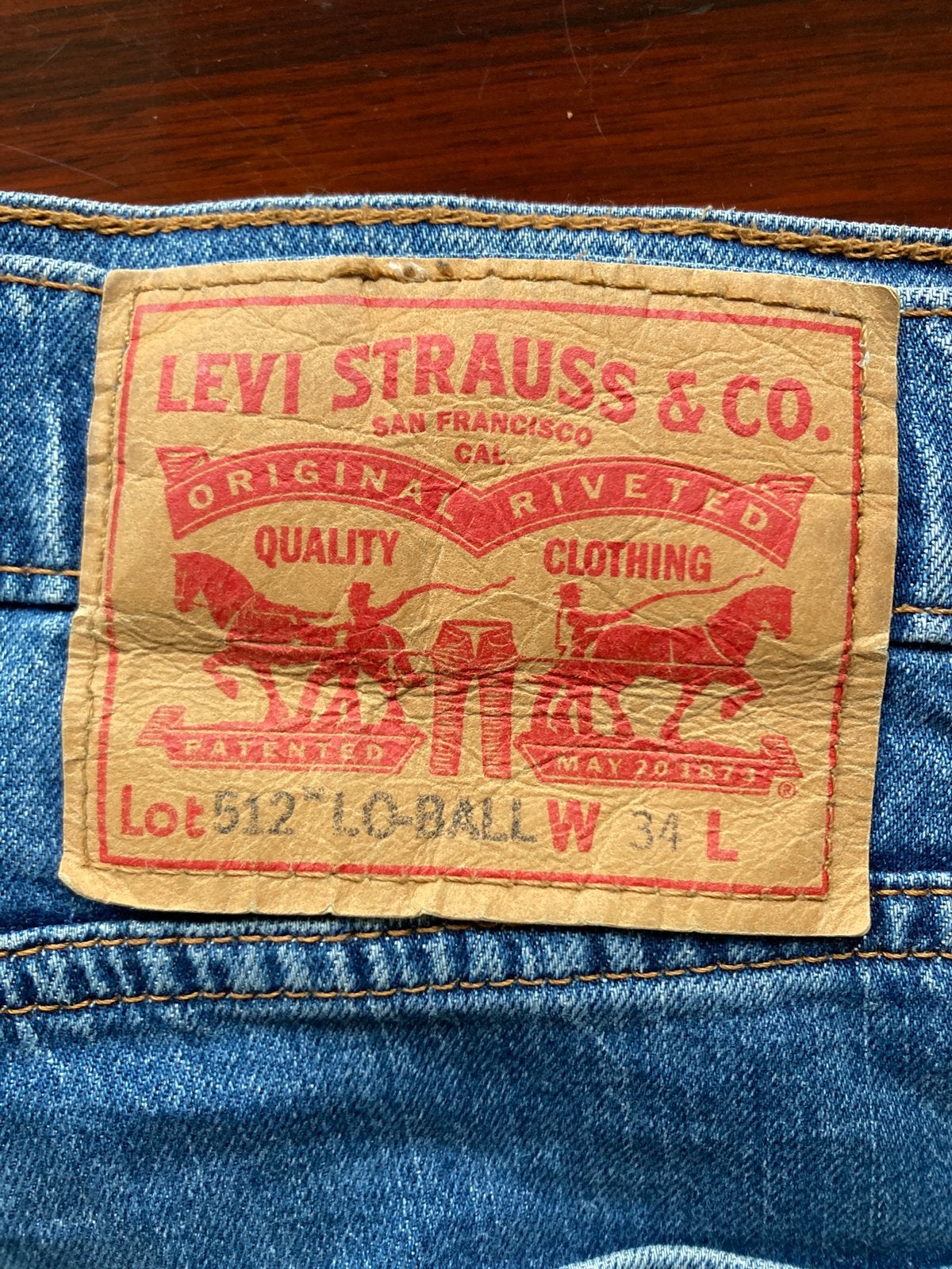 Levi’s, 512 Lo-Ball 34 Edwin Lee Wrangler 502, Verzenden, Gedragen, Blauw, W33 - W34 (confectie 48/50)