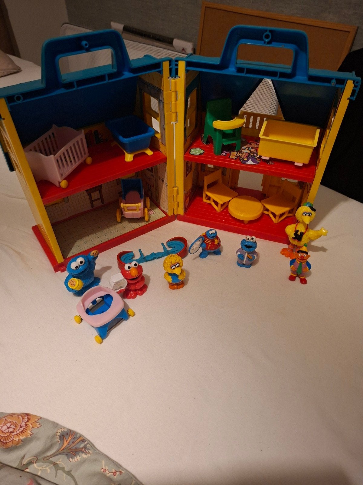 Vintage Sesamstraat Poppenhuis met Figuren en Meubels, Ophalen, Gebruikt, Poppenhuis
