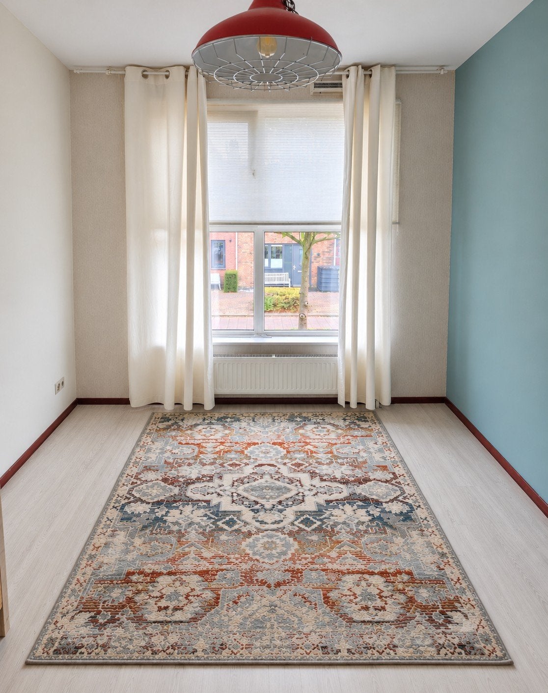 IKEA ONSEVIG vloerkleed 160x235 cm beige blauw oranje, Ophalen, Zo goed als nieuw, Blauw, Tapijt