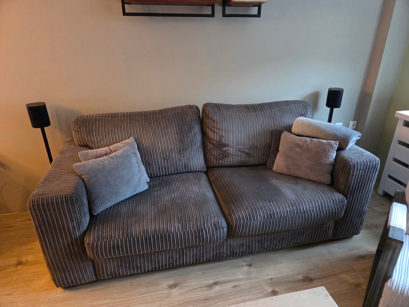 Comfortabele tweepersoonsbank - ribstof, Ophalen, Gebruikt, Tweepersoons, 75 tot 100 cm