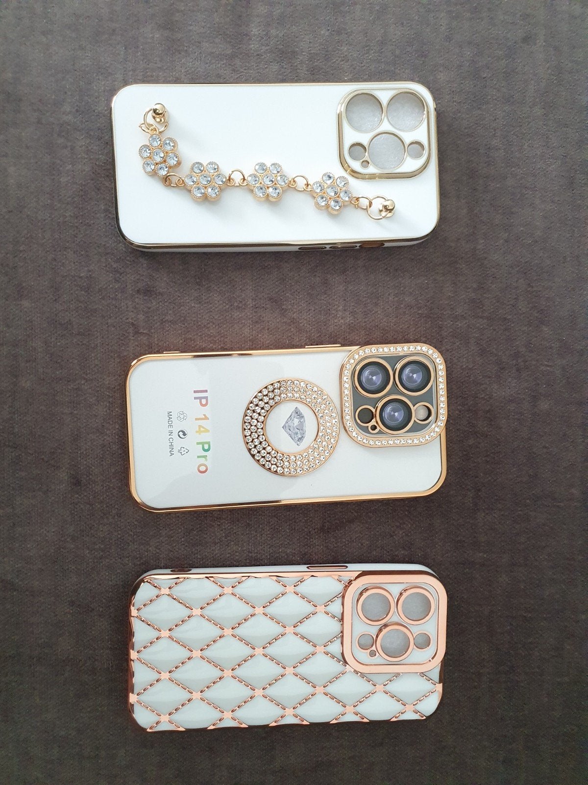 Luxe iPhone 14 Pro hoesjes met bling en ketting, Telecommunicatie, Kunststof, Met koord, Nieuw, Hoesje of Tasje