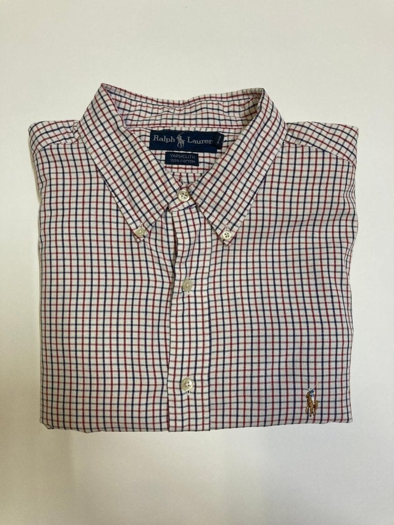 Ralph Lauren Yarmouth Overhemd – 17¼ - XL - Red Blue Patern, Blauw, Ralph Lauren, Ophalen of Verzenden, Zo goed als nieuw
