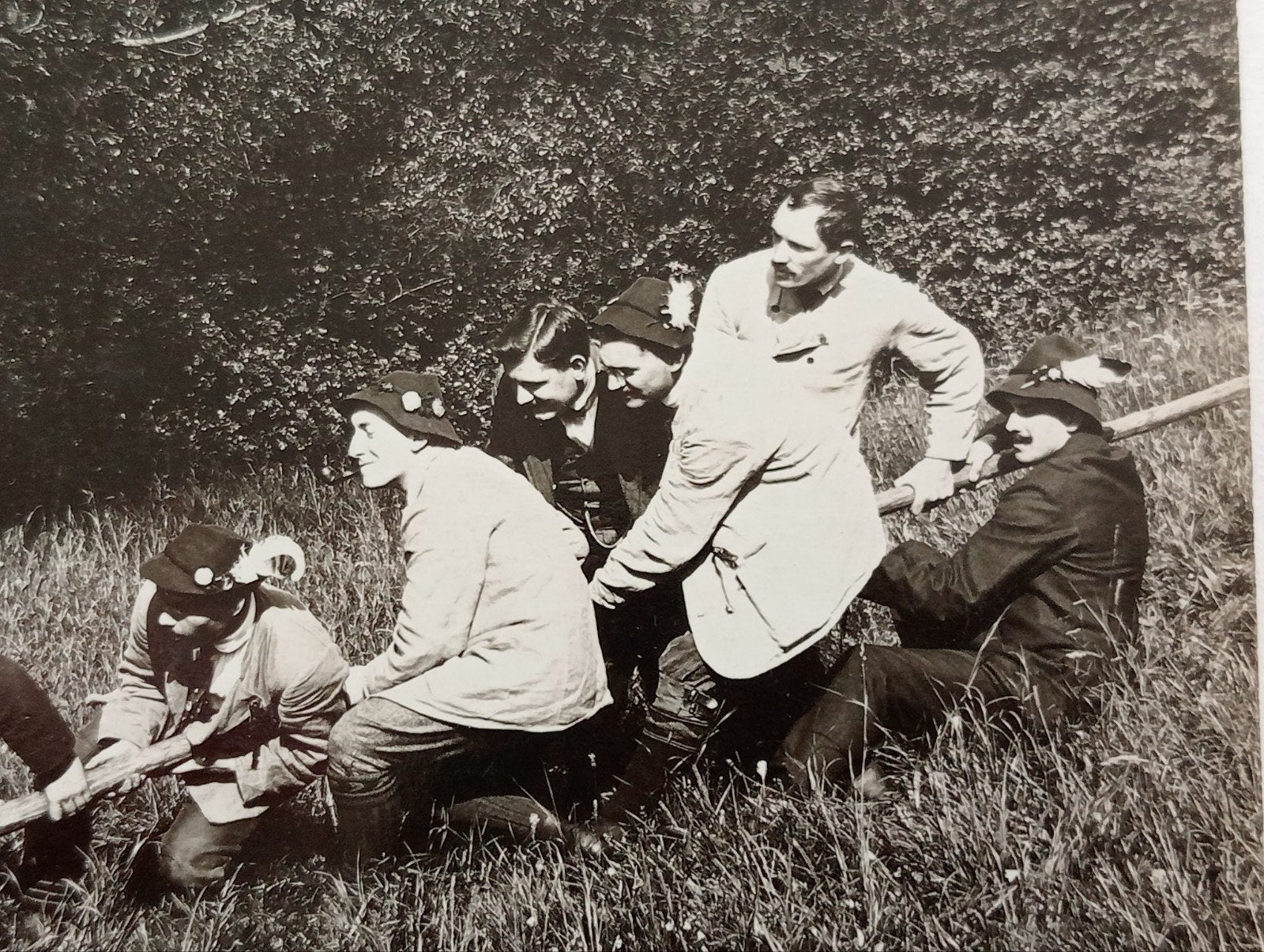 Groep mannen met een grote tak Frankrijk 1933, Verzamelen, Ophalen of Verzenden, Voor 1940, Gebruikt, Overige onderwerpen