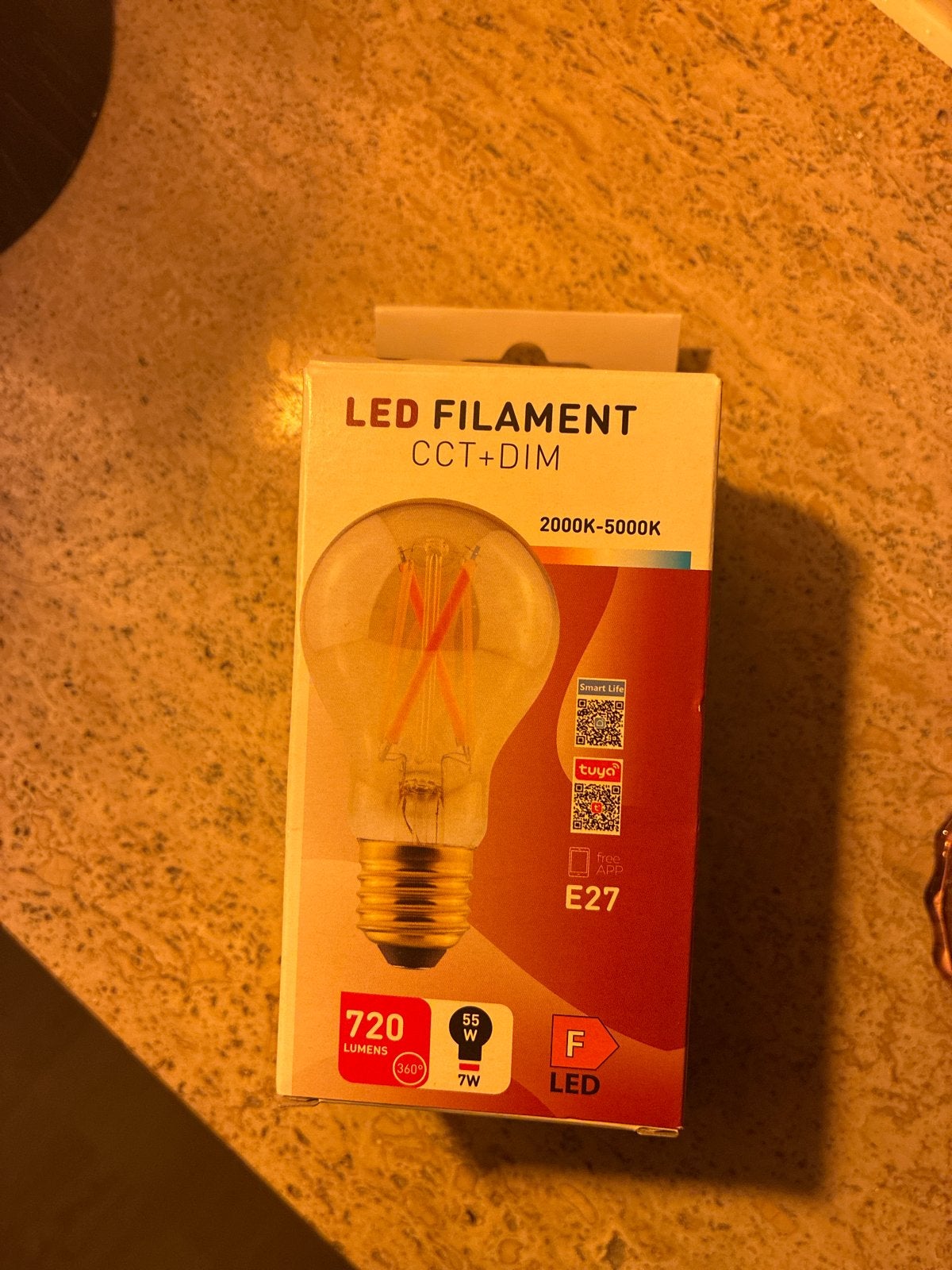 Smart LED Filament Lamp E27 CCT+DIM 7W (55W equivalent), Led-lamp, Instelbaar wit, Nieuw, E27 (groot)