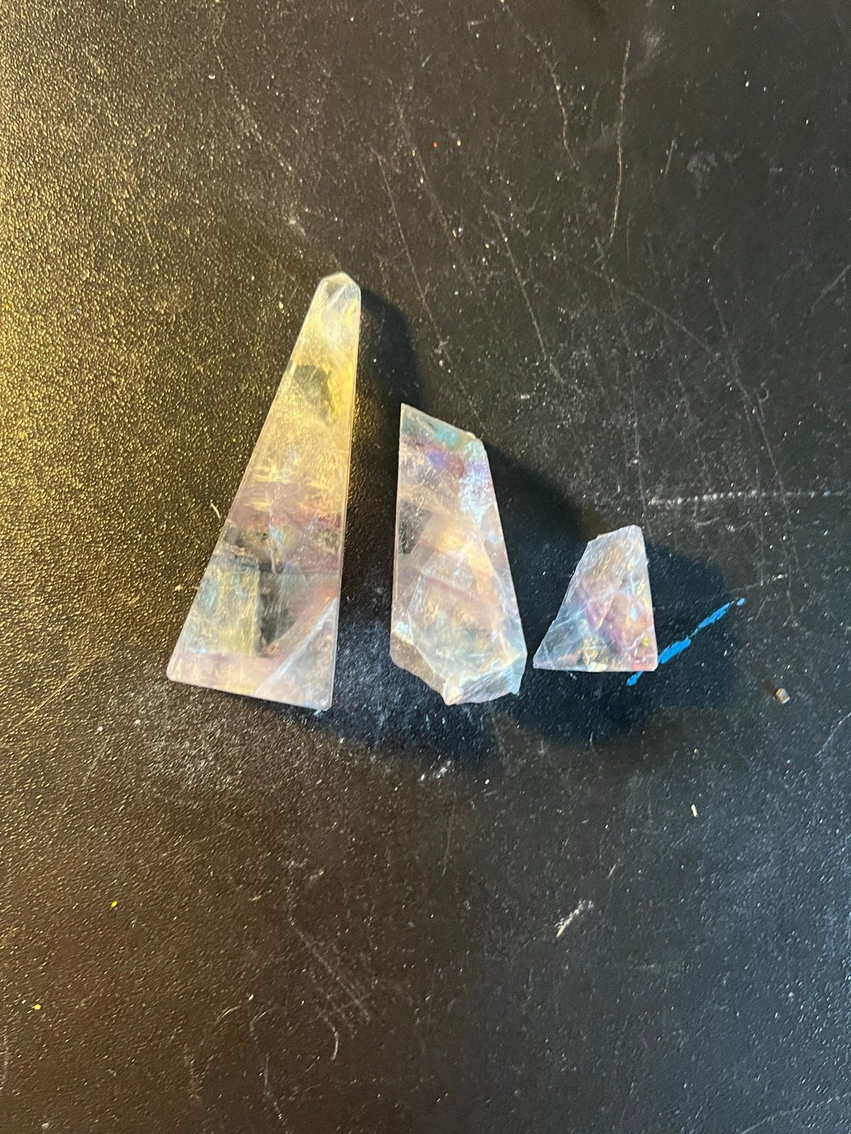 Set van 3 ruwe regenboog fluoriet kristallen, Ophalen of Verzenden, Nieuw