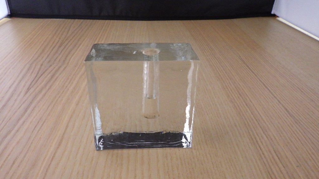 mooie vaas van glas (vierkant), Ophalen of Verzenden, Gebruikt, Overige kleuren, Glas