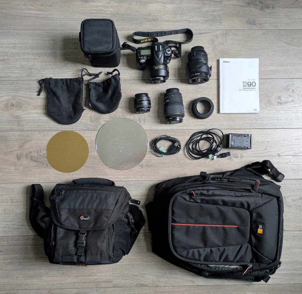 Nikon D90 Spiegelreflexcamera met 4 lenzen en accessoires, Gebruikt, Spiegelreflex, Screenprotector, 12 megapixels