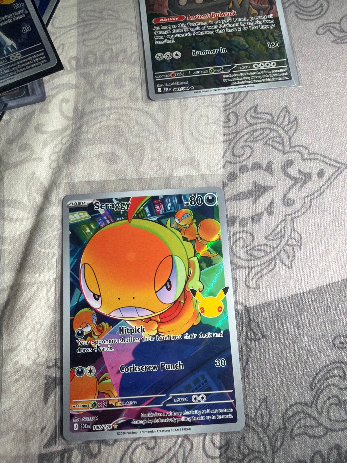 Scraggy 30th Anniversary Pokémon Kaart, Ophalen of Verzenden, Zo goed als nieuw, Losse kaart, Foil