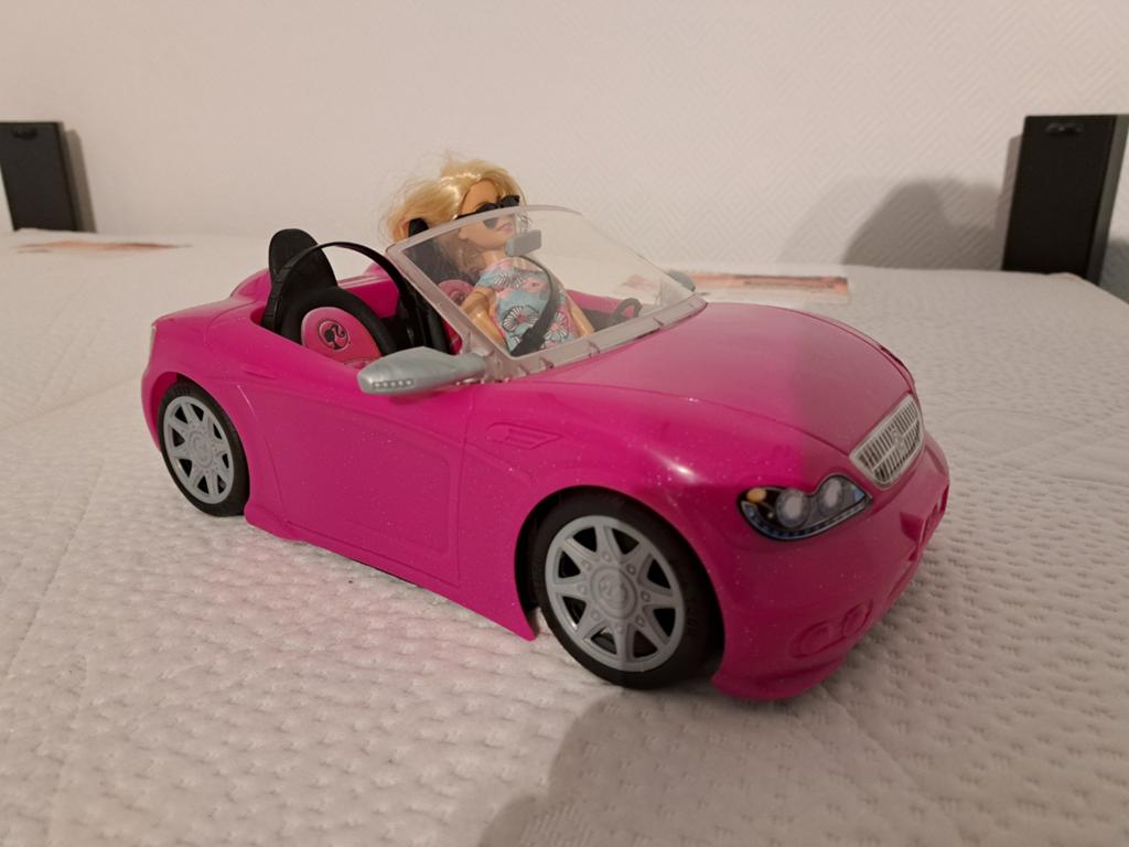 Barbie auto met pop - Roze cabriolet, Ophalen of Verzenden, Gebruikt