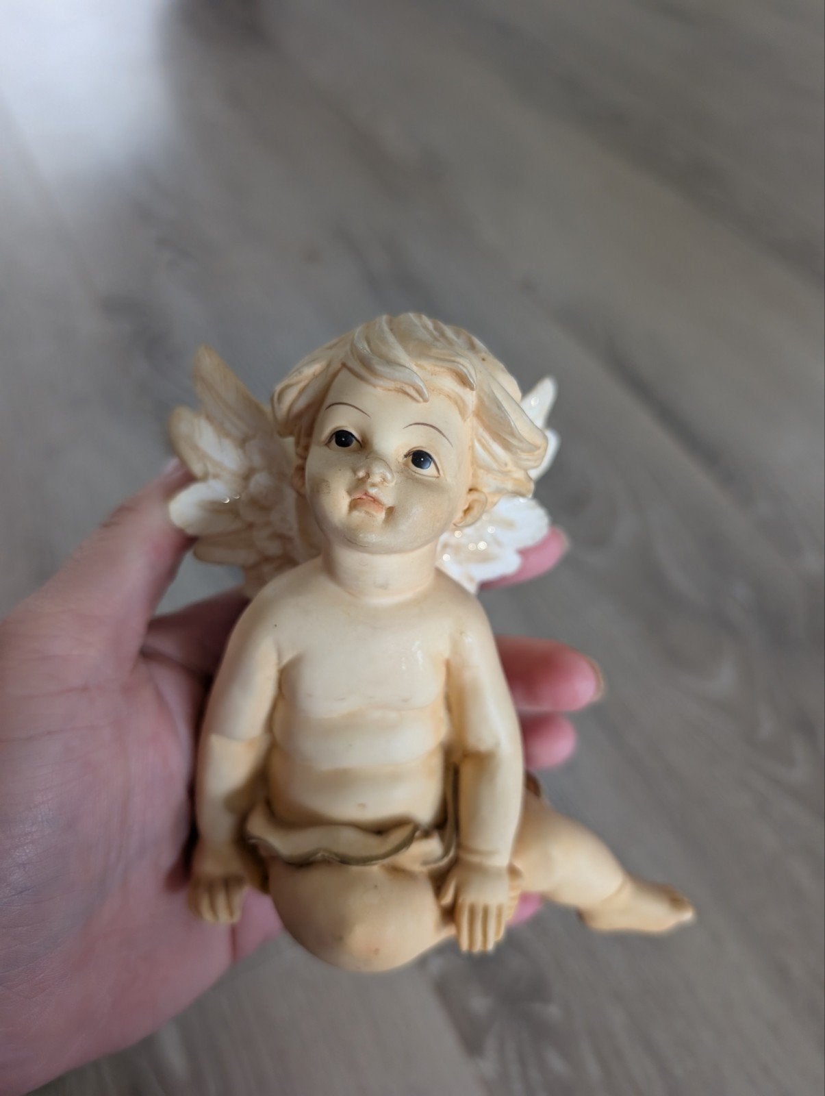 Schattig engeltje beeldje met vleugels, Verzamelen, Ophalen of Verzenden, Gebruikt, Religie