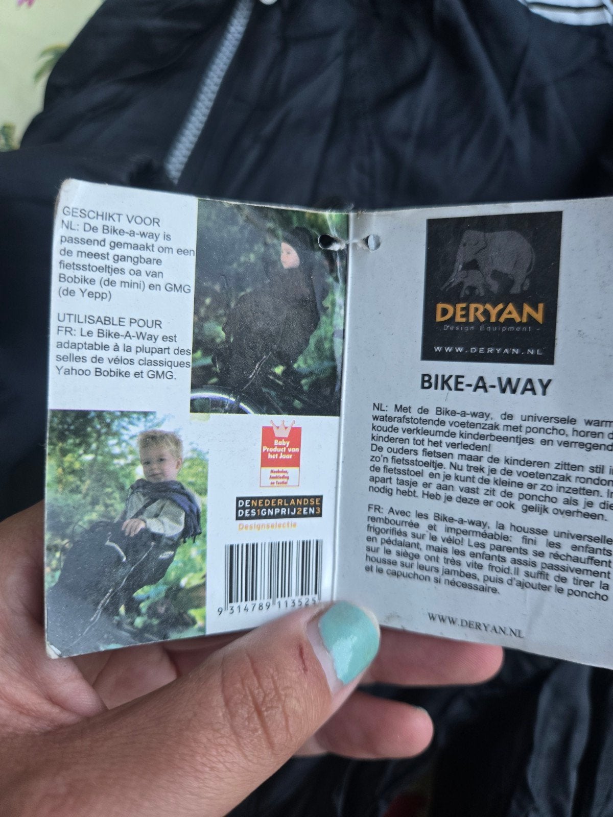 Deryan Bike-A-Way regenponcho voor kinderzitje, Caravans en Kamperen, Regenkleding, Ophalen of Verzenden, Nieuw, Regenpak, Kinderen