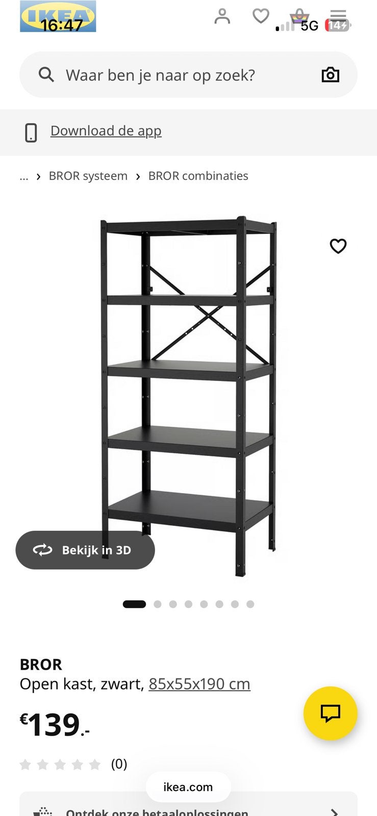 Zwarte BROR kast ikea., Huis en Inrichting, Ophalen, Gebruikt