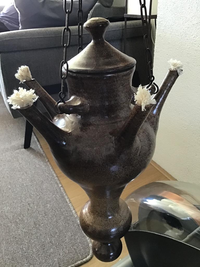 Olielamp keramiek hang olielamp, Antiek en Kunst, Antiek | Keramiek en Aardewerk, Ophalen of Verzenden