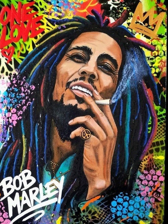 Uniek Handbeschilderd Bob Marley Houten Kistje (40x30x14 cm), Ophalen