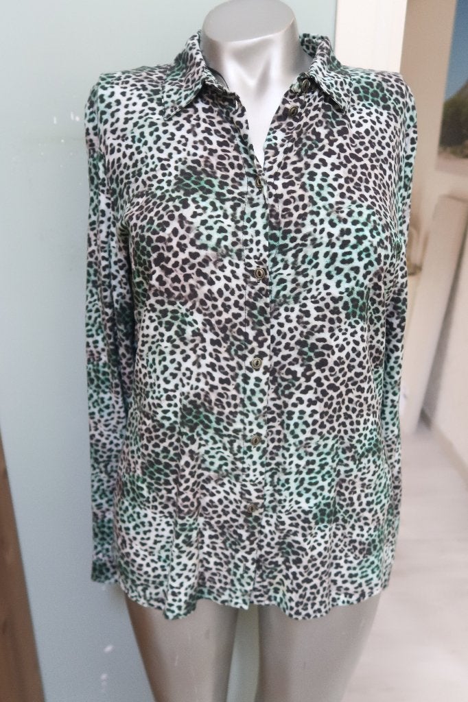Geisha mooie blouse tijgerprint mt 38 zwart groen etc, Kleding | Dames, Maat 38/40 (M), Geisha, Zwart, Ophalen of Verzenden