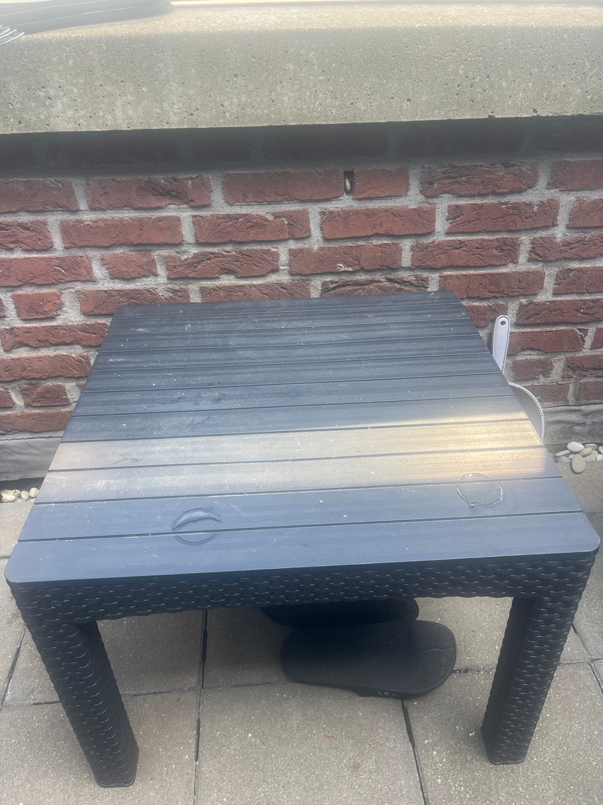 Donkergrijs kunststof tuintafeltje, gebruikt, Ophalen, Gebruikt, Rechthoekig, Kunststof