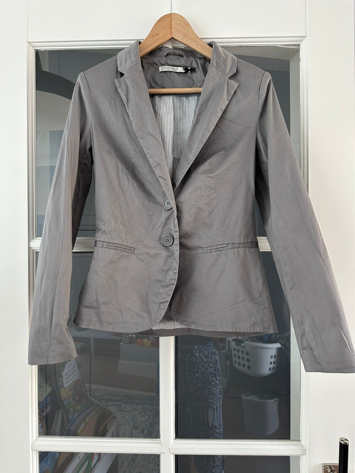 Grijze blazer Stradivarius maat S, Ophalen of Verzenden, Zo goed als nieuw, Jasje, Maat 36 (S)