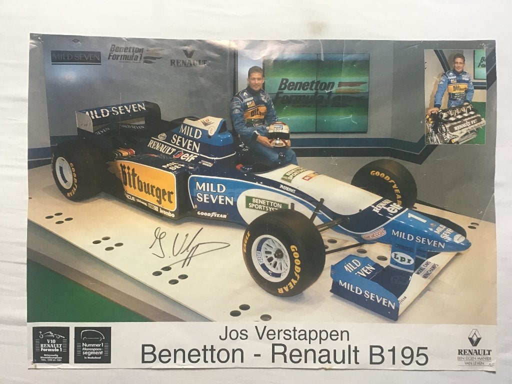 GESIGNEERDE poster 1995 Jos Verstappen, Ophalen of Verzenden, Zo goed als nieuw, Formule 1