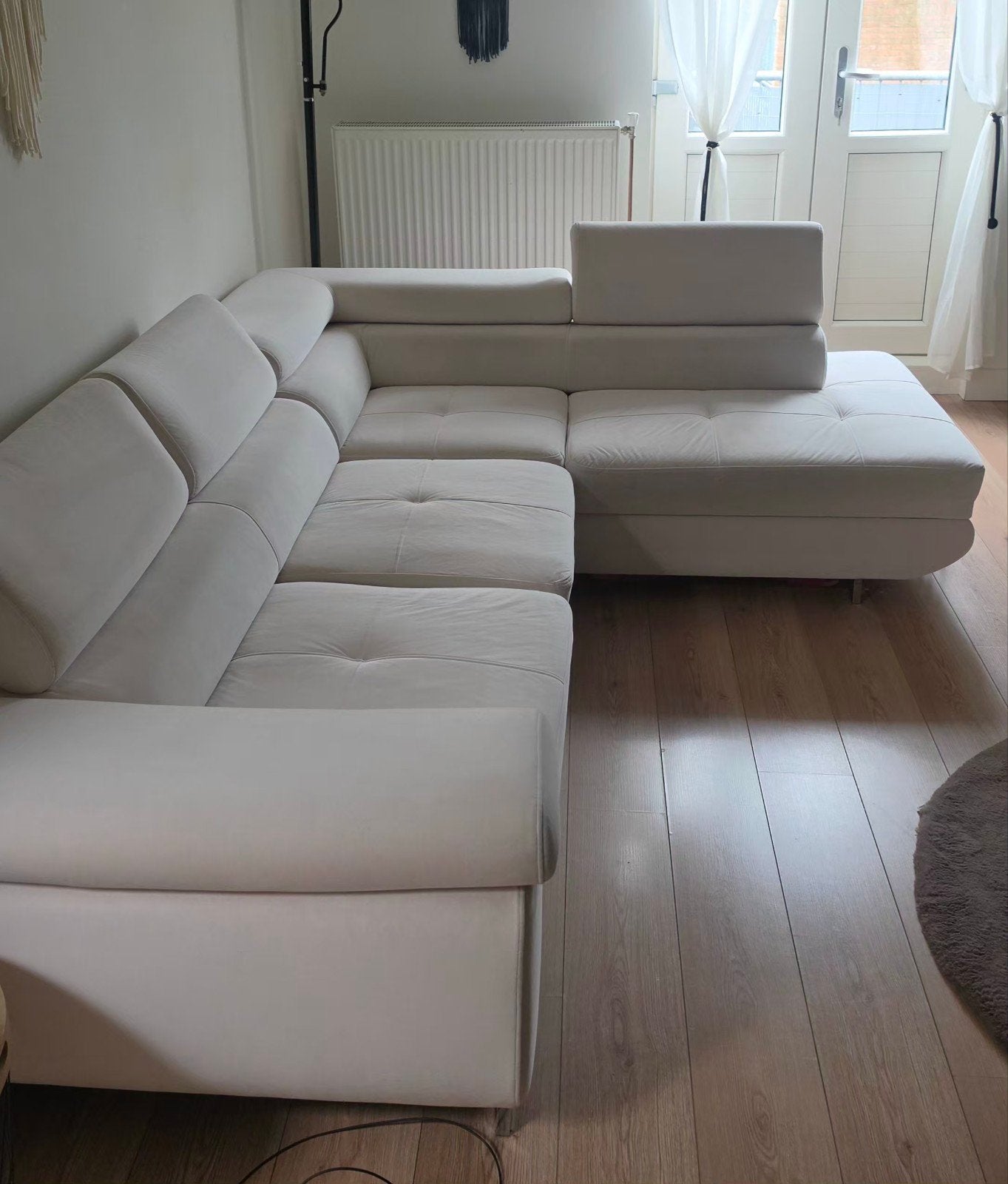 Crèmekleurige Hoekbank met Slaapfunctie en Opbergruimte, Huis en Inrichting, Ophalen, 250 tot 300 cm, Gebruikt, Hoekbank