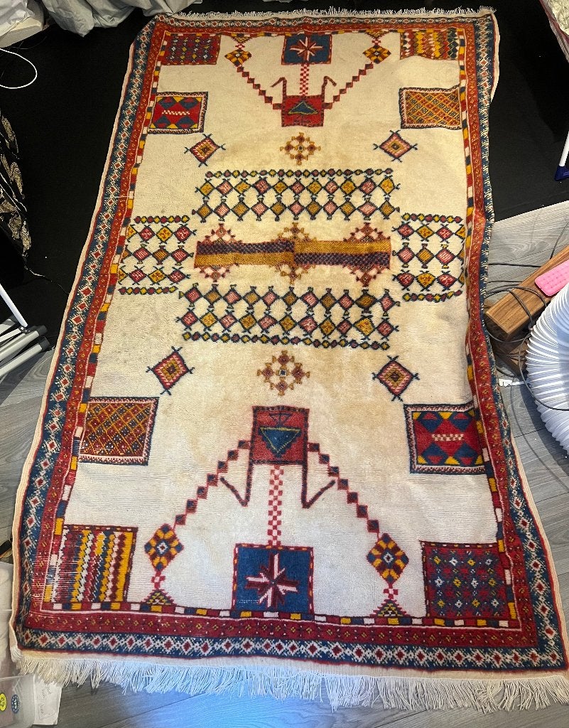 Vintage uniek Marokkaans Berber tapijt wol Azilal vloerkleed, Ophalen of Verzenden