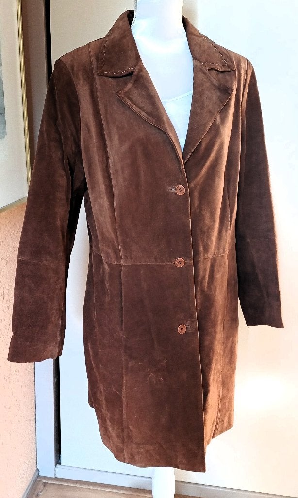 Echt suede jas maat 46, Verzenden, Gedragen, Maat 46/48 (XL) of groter, Bruin