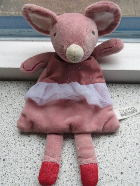 Knuffeldoek muis merk Tiamo roze ballerina, Muis, Ophalen of Verzenden, Zo goed als nieuw, Met label