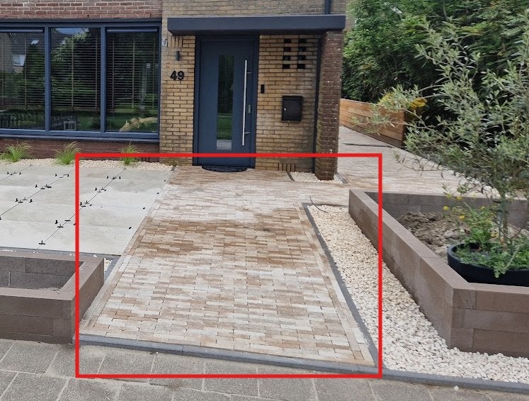Nieuwe klinkers / waaltjes Redsun Tumbleton circa 6m2, Bestrating