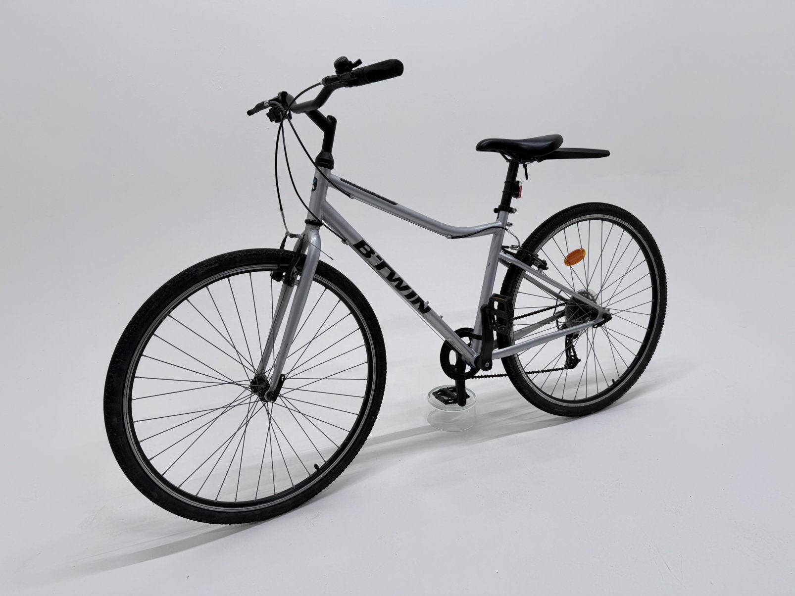 Btwin Riverside 120 - Hybride Fiets Dames Zilver, Gebruikt, Schijfrem, Ophalen, Overige merken