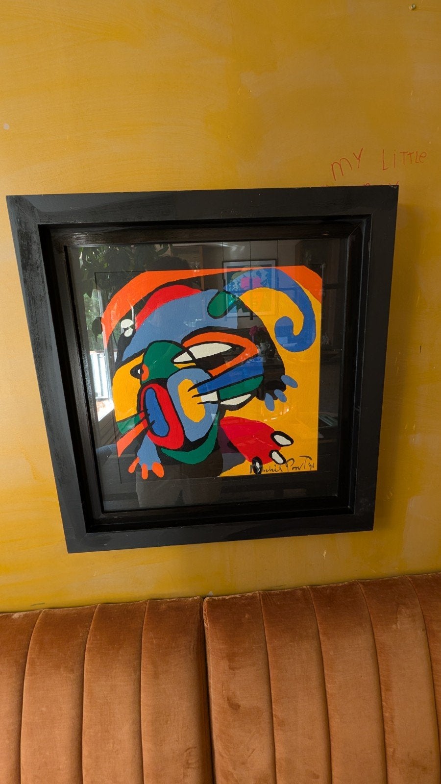 Kleurrijk Abstract Kunstwerk - Gesigneerd en Ingelijst, Ophalen of Verzenden