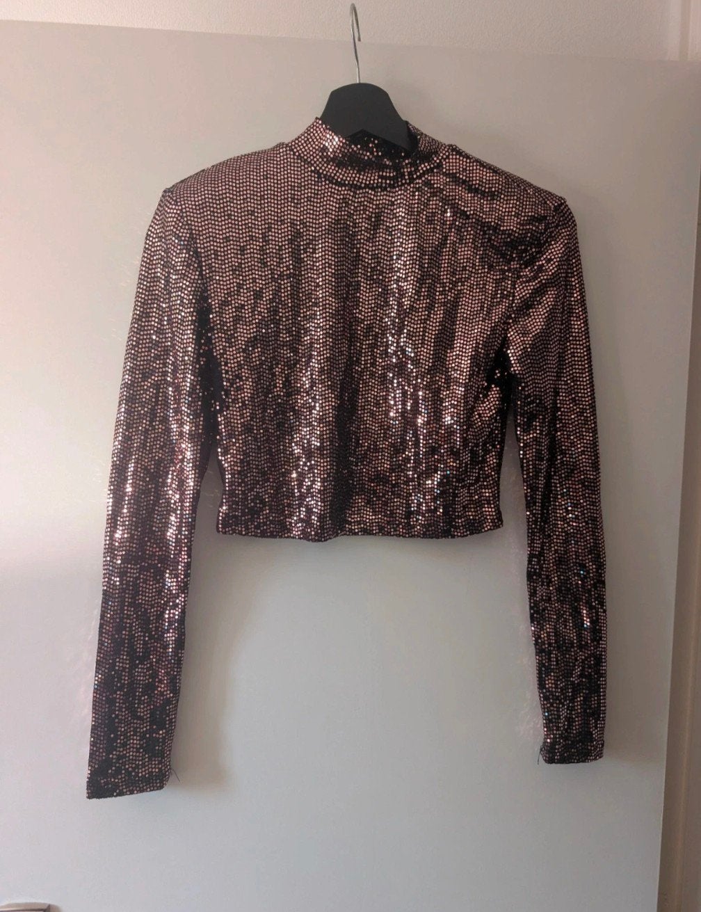 glitter crop top rose goud, Kleding | Dames, Tops, Maat 38/40 (M), Ophalen of Verzenden, Zo goed als nieuw, Lange mouw