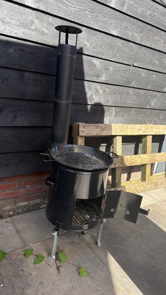 Buitenkachel met bbq functie, Ophalen