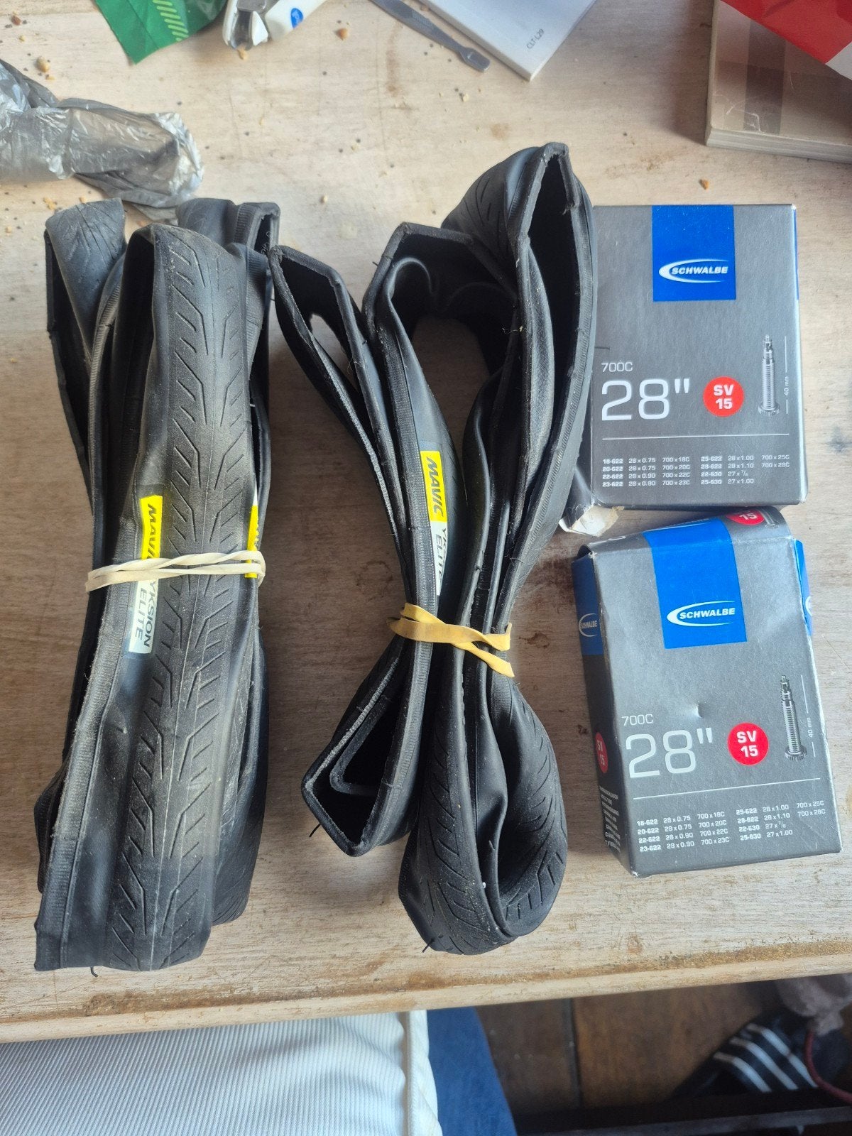 Mavic Yksion Elite banden en Schwalbe binnenbanden 700x28C, Gebruikt, Band, Ophalen of Verzenden, Mavic, Schwalbe