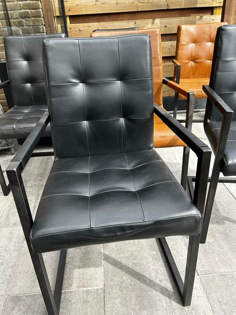 Eetkamerstoelen industrieel, Huis en Inrichting, Stoelen, Ophalen, Gebruikt, Zwart, Metaal