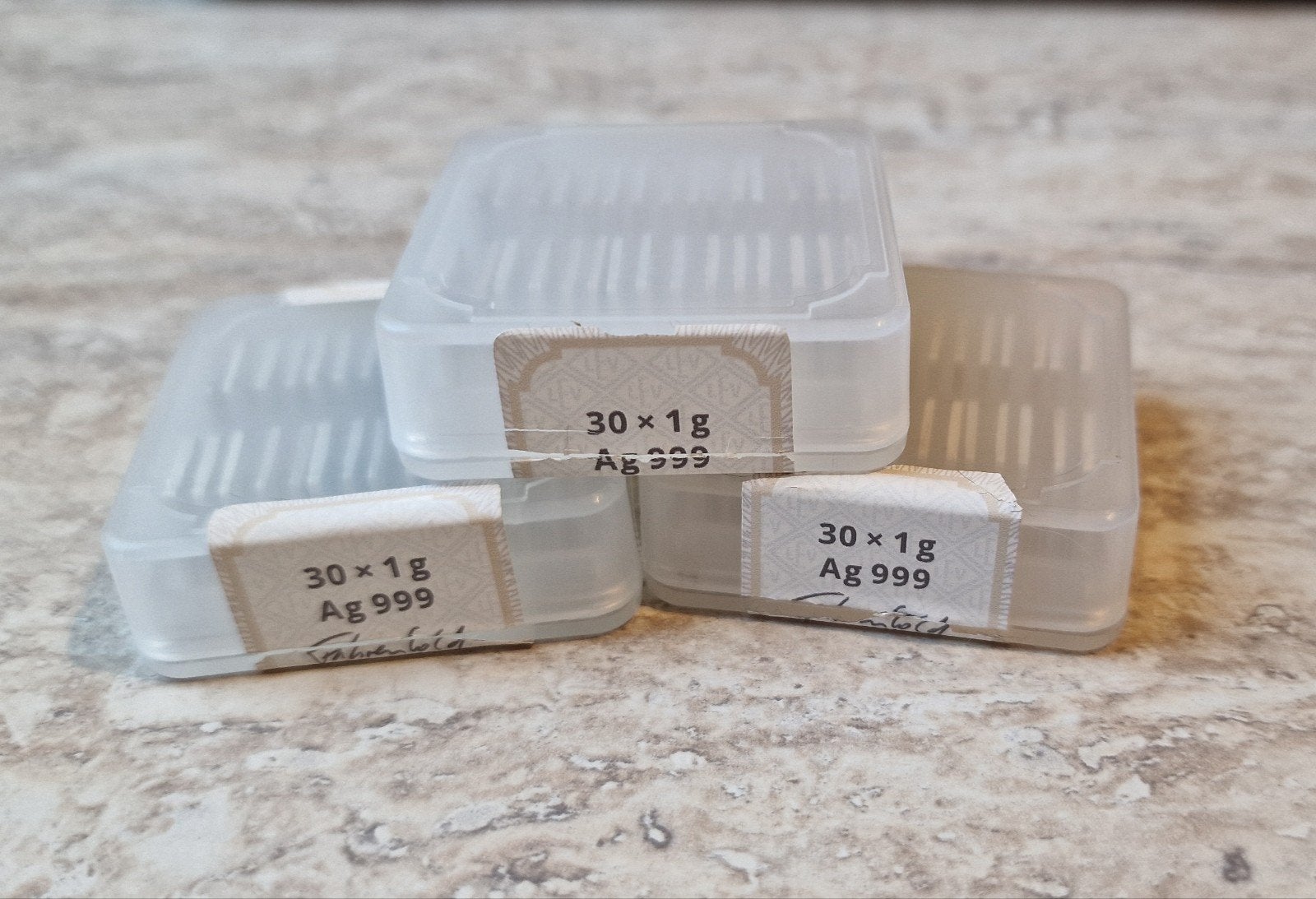 Geiger Edelmetaal 3x 30x1 gram puur zilver in box, Verzenden, Zilver
