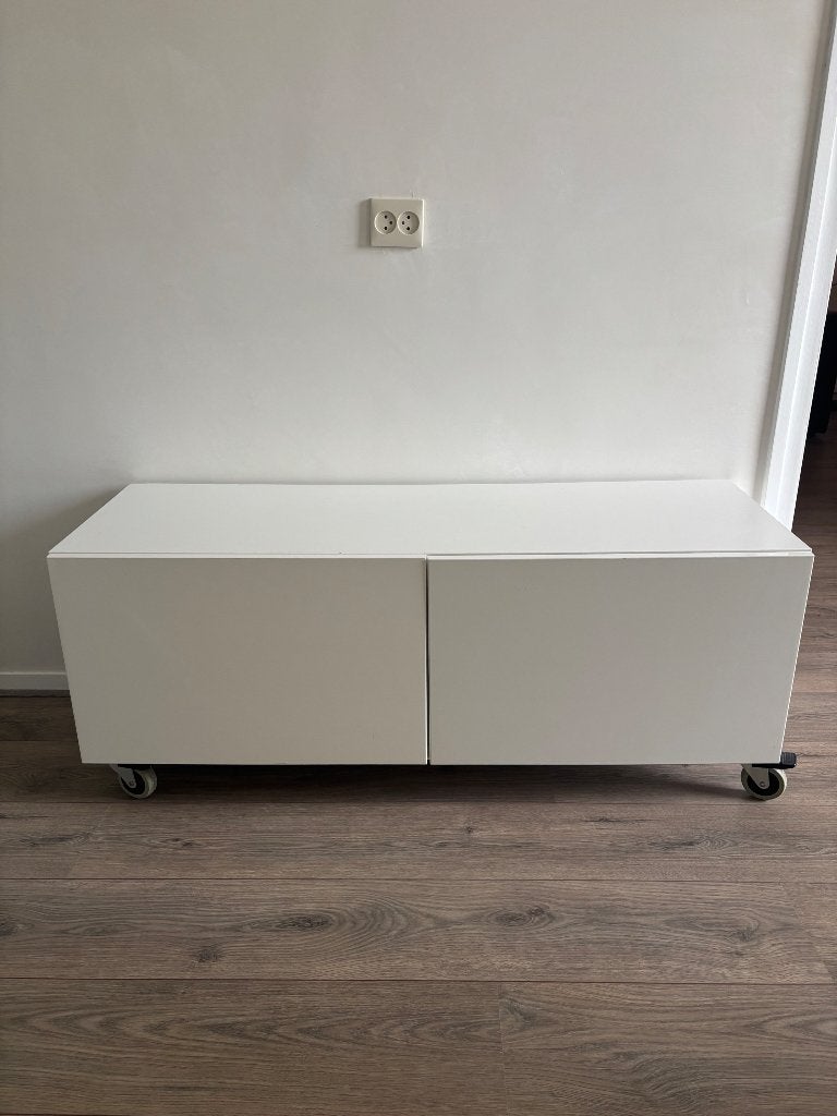 Wit hoogglans televisie meubel, 150 tot 200 cm, Ophalen of Verzenden, Zo goed als nieuw, Minder dan 100 cm