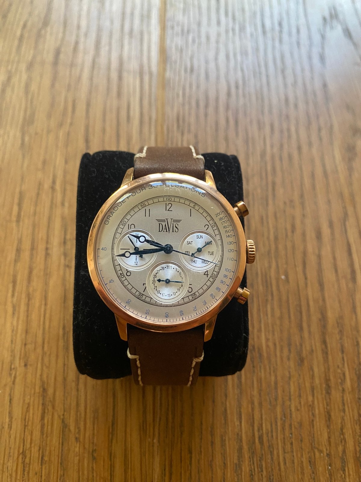 Davis Retro Collection polshorloge, Ophalen of Verzenden, Zo goed als nieuw, Leer, Overige merken