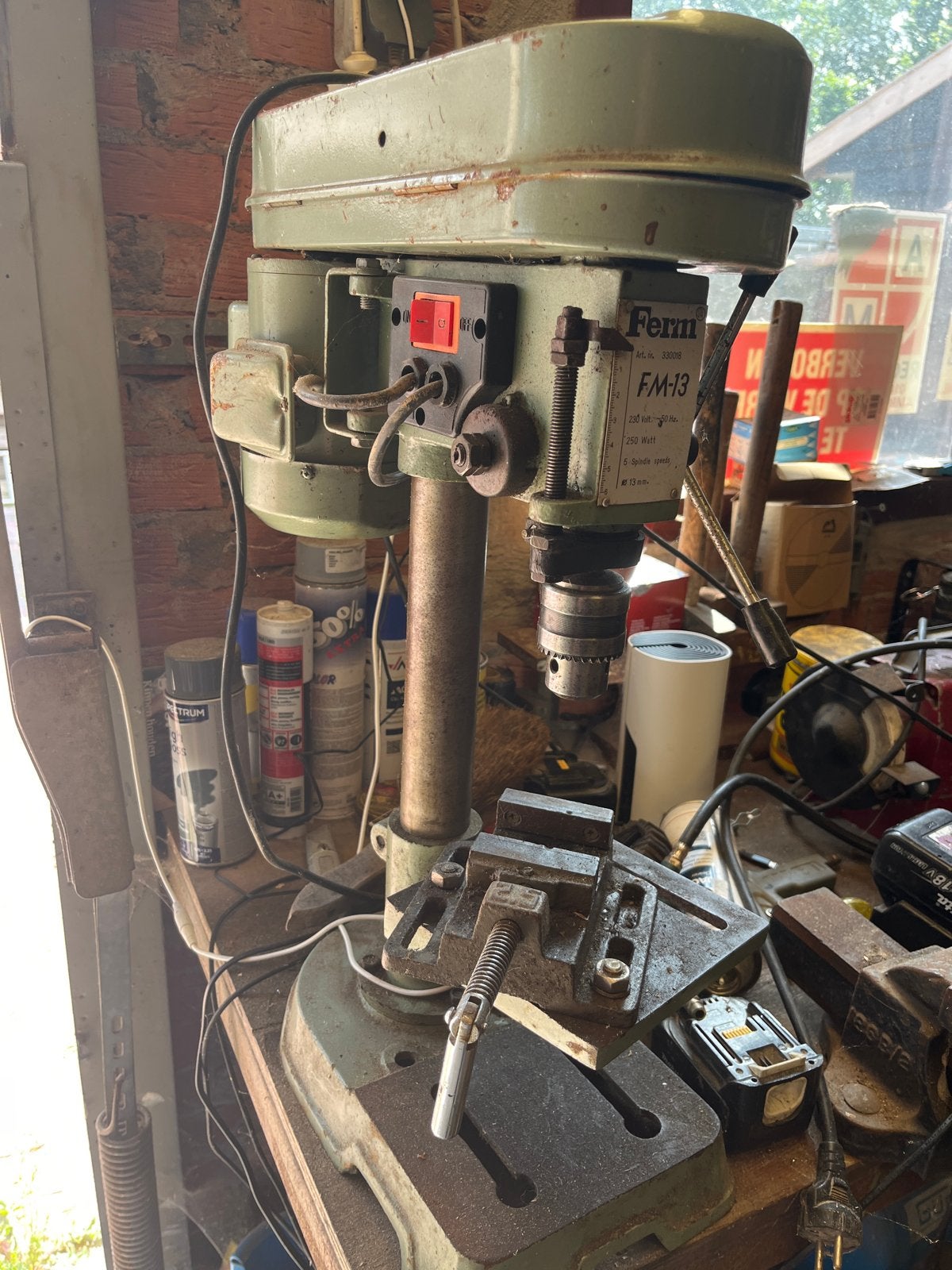 Ferm Kolomboormachine FM-13 - 250 Watt, Doe-het-zelf en Verbouw, Gereedschap | Boormachines, Ophalen, Gebruikt, Minder dan 400 watt
