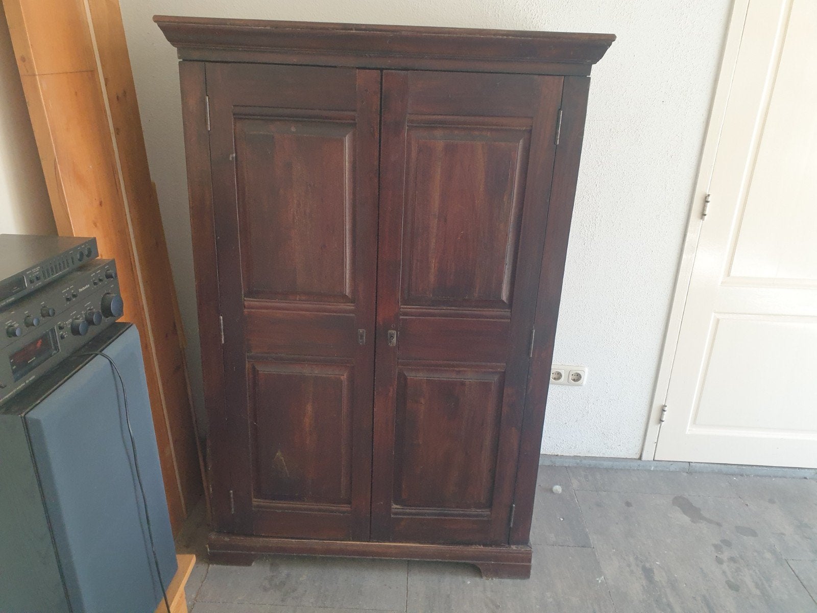 Koloniale wandkast / computerkast H152 B100 D60cm, Ophalen, Gebruikt, 70 tot 120 cm, Koloniaal