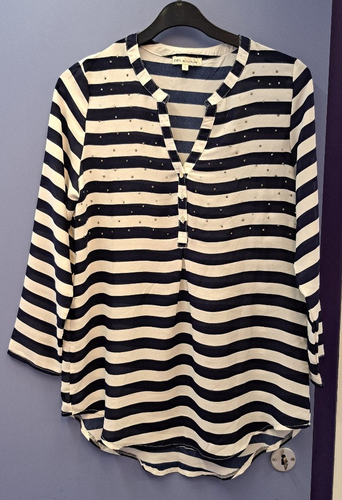 Scherpe Prijs! Gestreepte blouse J&S Millenium S/M nr 49583, JS Millenium, Blauw, ., Ophalen of Verzenden
