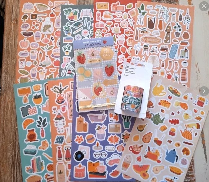 Setje stickers en washi, Hobby en Vrije tijd, Ophalen of Verzenden, Zo goed als nieuw, Knutselset
